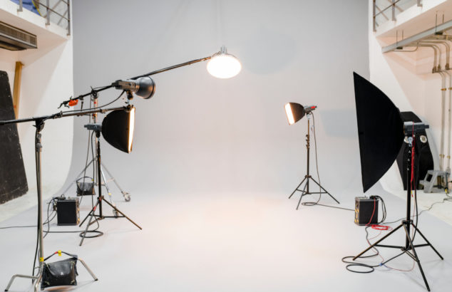 Empty studio with photography lighting